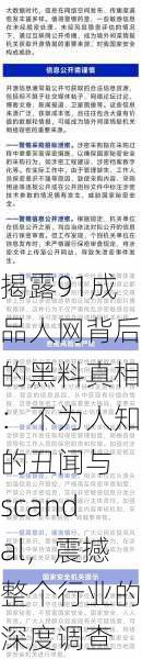 揭露91成品人网背后的黑料真相:不为人知的丑闻与 scandal,震撼整个行业的深度调查