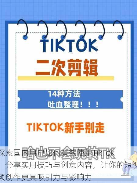 探索国内用户如何有效使用TikTok，分享实用技巧与创意内容，让你的短视频创作更具吸引力与影响力