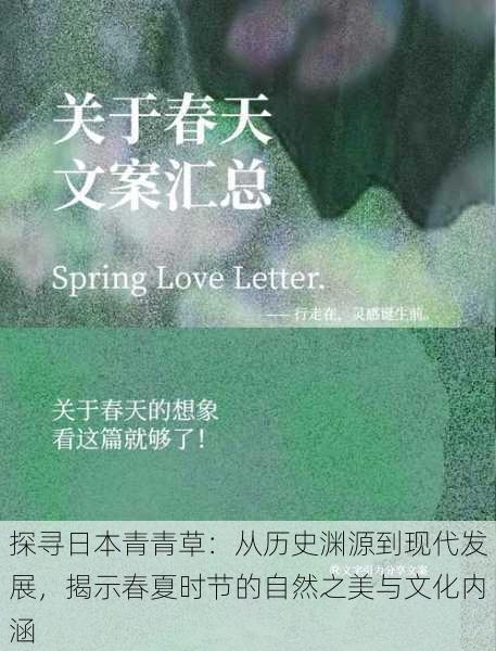 探寻日本青青草:从历史渊源到现代发展,揭示春夏时节的自然之美与文化内涵