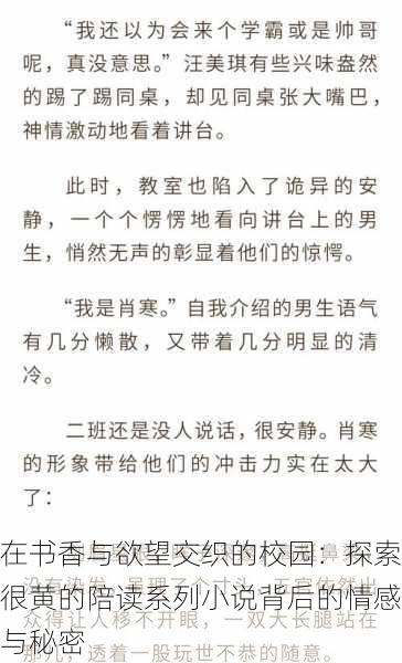 在书香与欲望交织的校园:探索很黄的陪读系列小说背后的情感与秘密