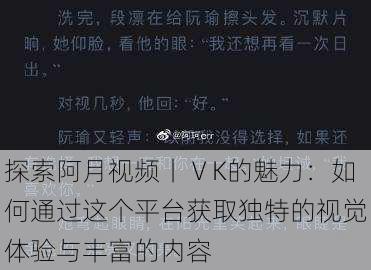 探索阿月视频丨ⅤK的魅力:如何通过这个平台获取独特的视觉体验与丰富的内容