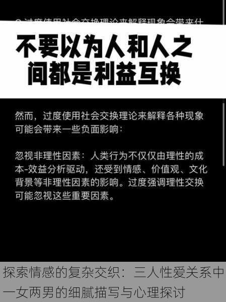 探索情感的复杂交织：三人性爱关系中一女两男的细腻描写与心理探讨