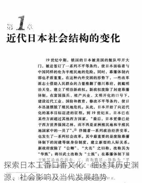 探索日本工番口番文化：细述其历史渊源、社会影响及当代发展趋势