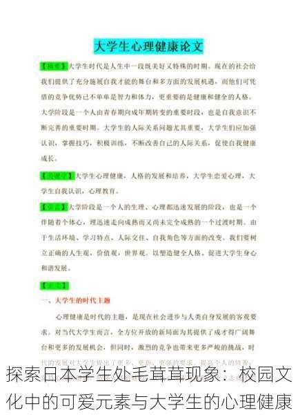 探索日本学生处毛茸茸现象:校园文化中的可爱元素与大学生的心理健康
