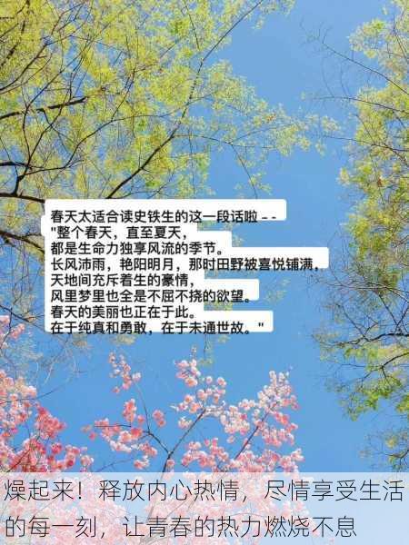 燥起来!释放内心热情,尽情享受生活的每一刻,让青春的热力燃烧不息