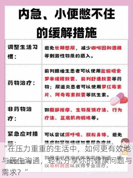“在压力重重的生活中，如何更有效地与医生沟通，轻松分享你的健康问题与需求？”