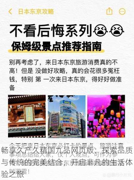 畅享久产久精国九品网页版:探索品质与传统的完美结合,开启非凡的生活体验之旅