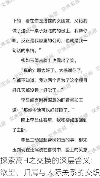 探索高H之交换的深层含义:欲望、归属与人际关系的交织