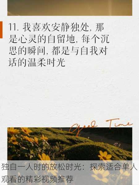 独自一人时的放松时光:探索适合单人观看的精彩视频推荐