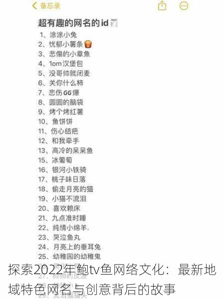 探索2022年鲍tv鱼网络文化：最新地域特色网名与创意背后的故事