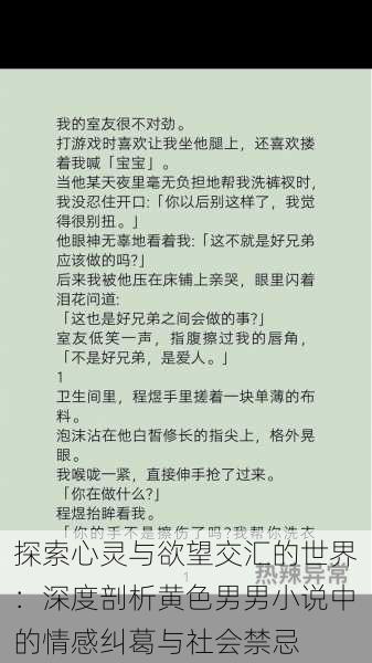 探索心灵与欲望交汇的世界:深度剖析黄色男男小说中的情感纠葛与社会禁忌