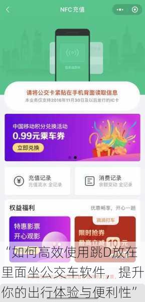 “如何高效使用跳D放在里面坐公交车软件,提升你的出行体验与便利性”