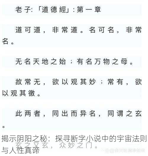 揭示阴阳之秘:探寻断字小说中的宇宙法则与人性真谛