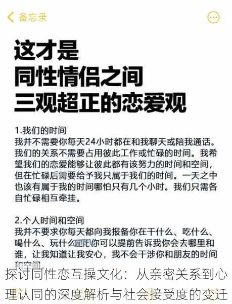 探讨同性恋互操文化:从亲密关系到心理认同的深度解析与社会接受度的变迁