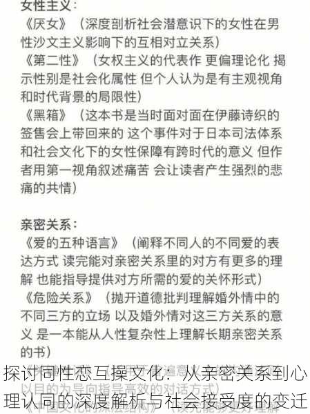 探讨同性恋互操文化:从亲密关系到心理认同的深度解析与社会接受度的变迁