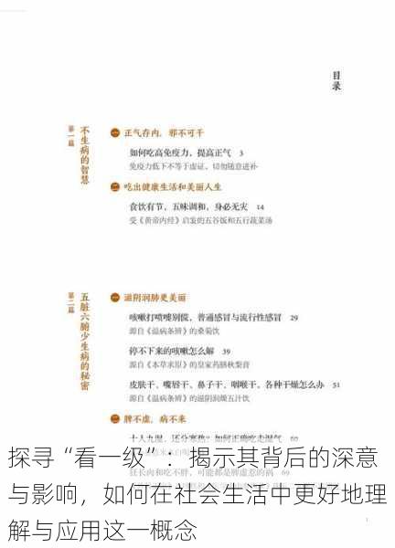 探寻“看一级”:揭示其背后的深意与影响,如何在社会生活中更好地理解与应用这一概念
