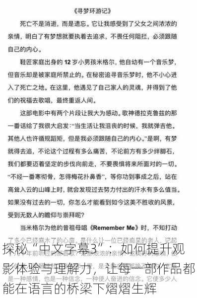 探秘“中文字幕3”:如何提升观影体验与理解力,让每一部作品都能在语言的桥梁下熠熠生辉