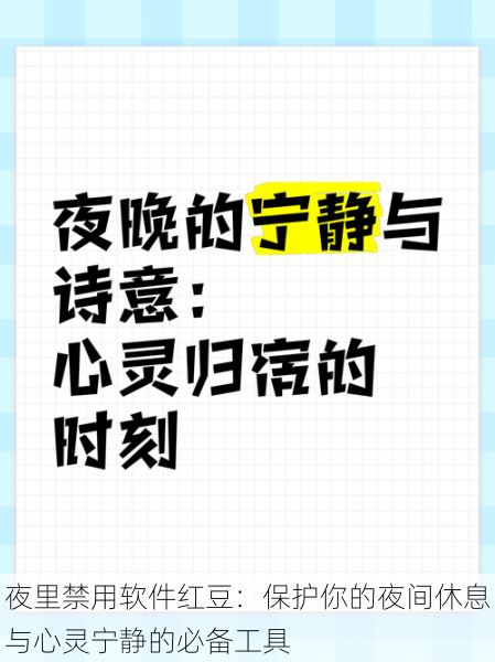 夜里禁用软件红豆：保护你的夜间休息与心灵宁静的必备工具