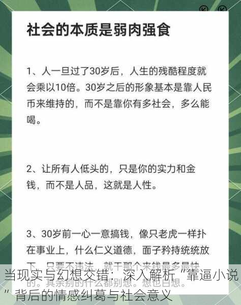 当现实与幻想交错:深入解析“靠逼小说”背后的情感纠葛与社会意义