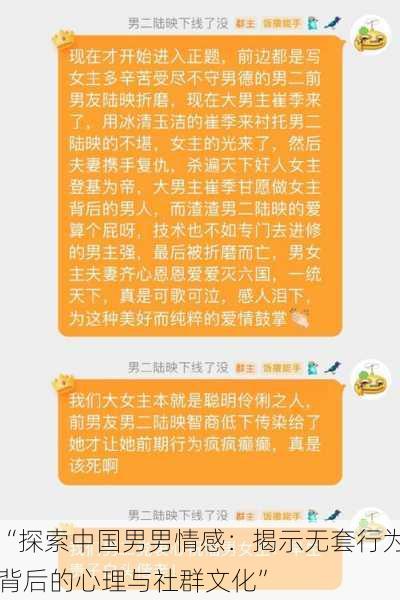 “探索中国男男情感:揭示无套行为背后的心理与社群文化”