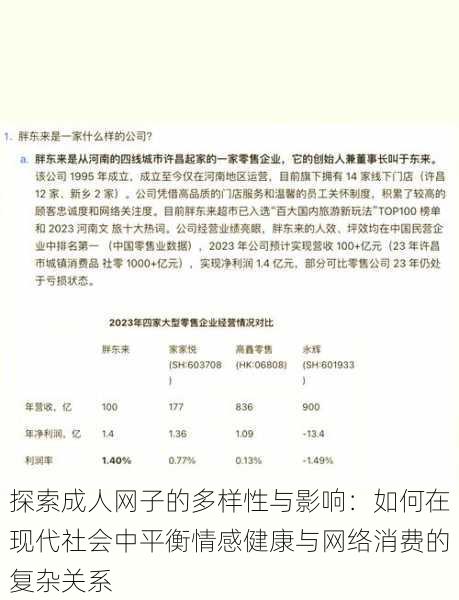 探索成人网子的多样性与影响:如何在现代社会中平衡情感健康与网络消费的复杂关系