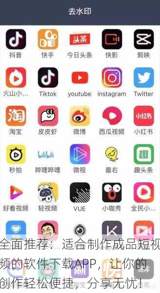 全面推荐:适合制作成品短视频的软件下载APP,让你的创作轻松便捷,分享无忧!
