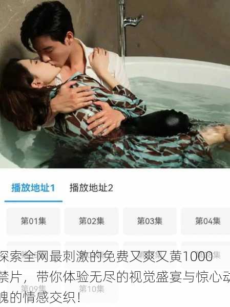 探索全网最刺激的免费又爽又黄1000禁片,带你体验无尽的视觉盛宴与惊心动魄的情感交织!