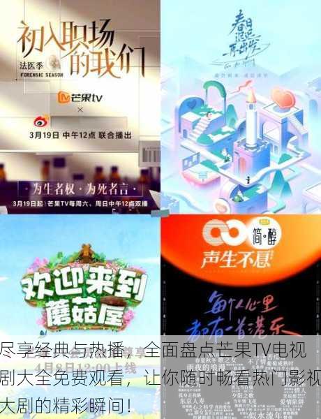尽享经典与热播,全面盘点芒果TV电视剧大全免费观看,让你随时畅看热门影视大剧的精彩瞬间!