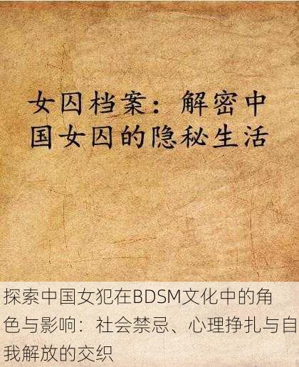 探索中国女犯在BDSM文化中的角色与影响:社会禁忌、心理挣扎与自我解放的交织