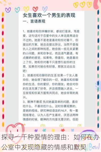 探寻一千种爱情的理由:如何在办公室中发现隐藏的情感和默契
