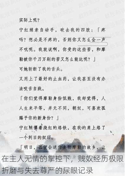 在主人无情的掌控下,贱奴经历极限折磨与失去尊严的尿眼记录
