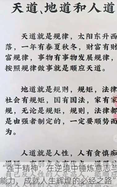 “强干精神:在逆境中锤炼意志与能力,成就人生辉煌的必经之路”