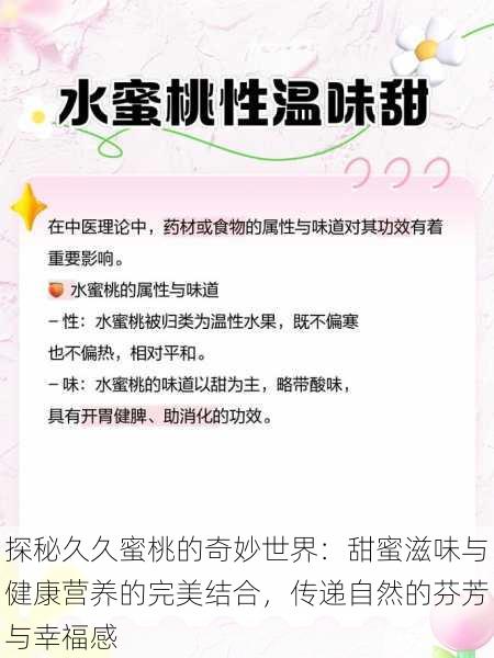 探秘久久蜜桃的奇妙世界:甜蜜滋味与健康营养的完美结合,传递自然的芬芳与幸福感