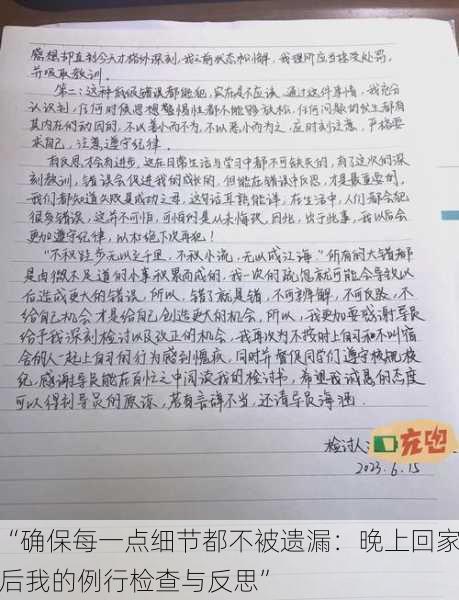 “确保每一点细节都不被遗漏:晚上回家后我的例行检查与反思”