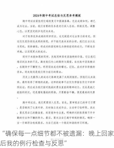 “确保每一点细节都不被遗漏:晚上回家后我的例行检查与反思”