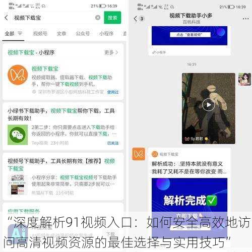 “深度解析91视频入口:如何安全高效地访问高清视频资源的最佳选择与实用技巧”