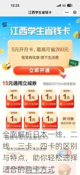 全面解析日本一线、二线、三卡、四卡的区别与特点,助你轻松选择适合的购卡方式