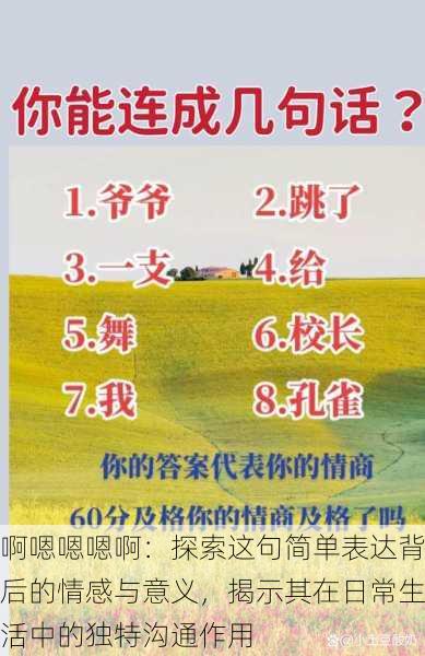啊嗯嗯嗯啊:探索这句简单表达背后的情感与意义,揭示其在日常生活中的独特沟通作用