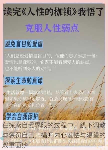 在探索自我界限的过程中,趴下调教与惩罚自己,揭开内心羞怯与渴望的双重面纱