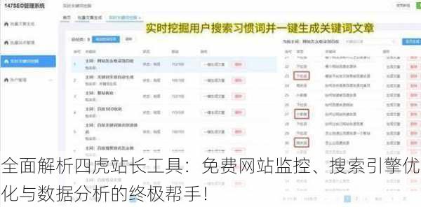 全面解析四虎站长工具：免费网站监控、搜索引擎优化与数据分析的终极帮手！