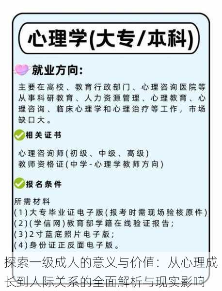 探索一级成人的意义与价值:从心理成长到人际关系的全面解析与现实影响